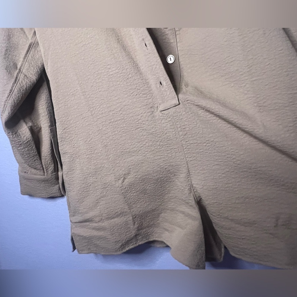 Onia | NWT women’s medium | gauze button down romper in sand, long sleeve - Picture 4 of 6